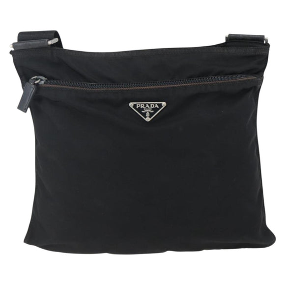 PRADA Shoulder Bag Nylon Black Silver Auth 170505