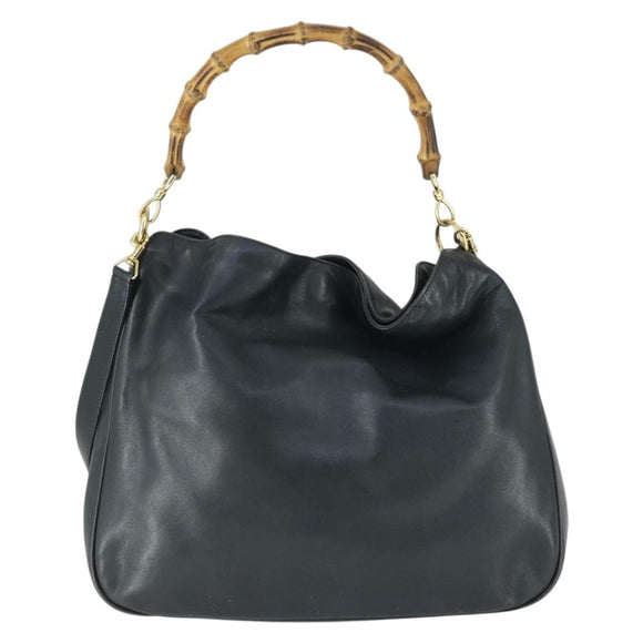 GUCCI Bamboe Handtas Leer 2way Marinegoud 001 3754 1577 Auth 170508
