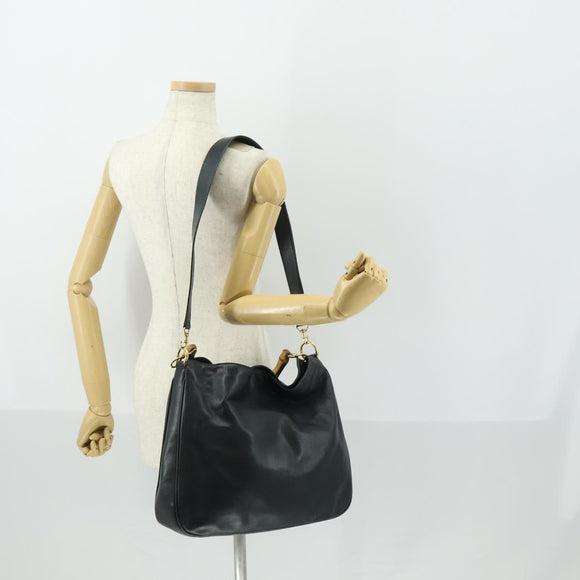 GUCCI Bamboe Handtas Leer 2way Marinegoud 001 3754 1577 Auth 170508