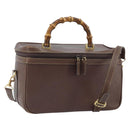 GUCCI Bamboo Hand Bag Leather 2way Brown Gold 013 122 2491 Auth 170509A-1