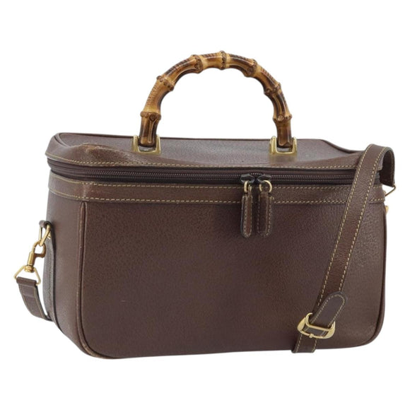 GUCCI Bamboo Hand Bag Leather 2way Brown Gold 013 122 2491 Auth 170509A