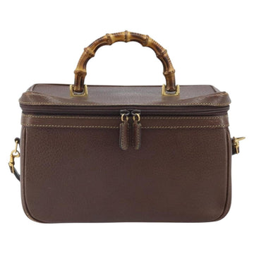 GUCCI Bamboo Hand Bag Leather 2way Brown Gold 013 122 2491 Auth 170509A - 0