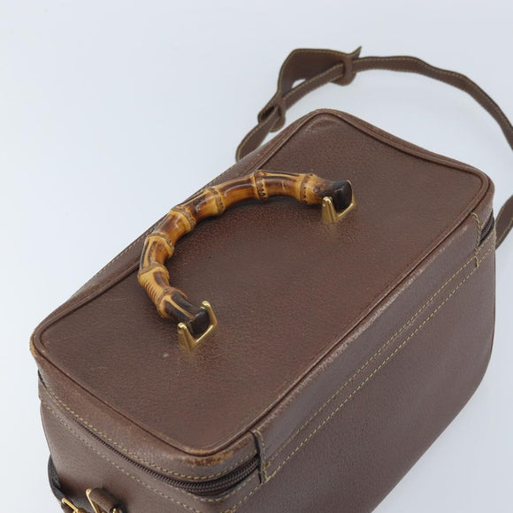 GUCCI Bamboo Hand Bag Leather 2way Brown Gold 013 122 2491 Auth 170509A
