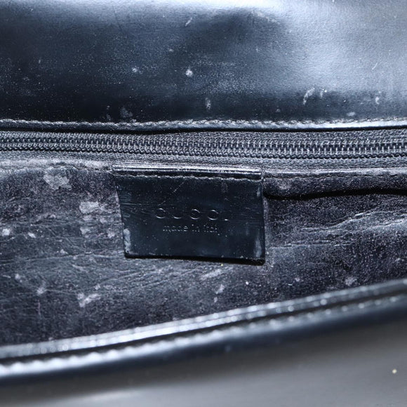 GUCCI Shoulder Bag Leather Black Silver 001 3064 Auth 170510