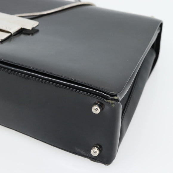 GUCCI Shoulder Bag Patent leather Black Silver Auth 170511