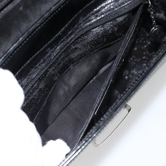 GUCCI Shoulder Bag Patent leather Black Silver Auth 170511