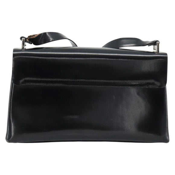 GUCCI Shoulder Bag Patent leather Black Silver Auth 170511