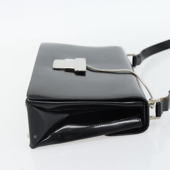GUCCI Shoulder Bag Patent leather Black Silver Auth 170511