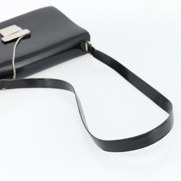 GUCCI Shoulder Bag Patent leather Black Silver Auth 170511