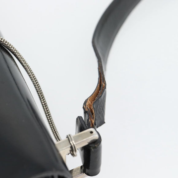 GUCCI Shoulder Bag Patent leather Black Silver Auth 170511
