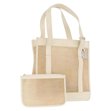 GUCCI Mesh Tote Bag Leather White Silver 002 1705 0405 Auth 170513