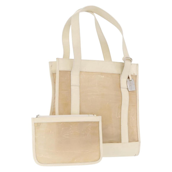 GUCCI Mesh Tote Bag Leather White Silver 002 1705 0405 Auth 170513