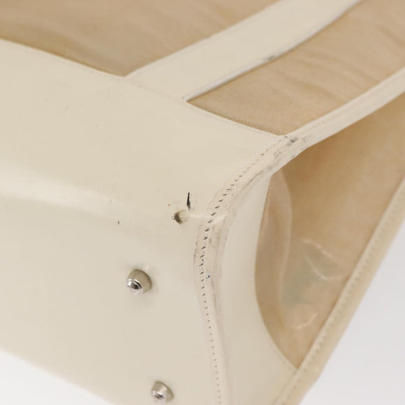 GUCCI Mesh Tote Bag Leather White Silver 002 1705 0405 Auth 170513