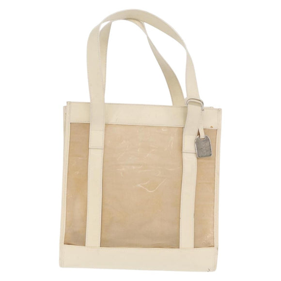 GUCCI Mesh Tote Bag Leather White Silver 002 1705 0405 Auth 170513