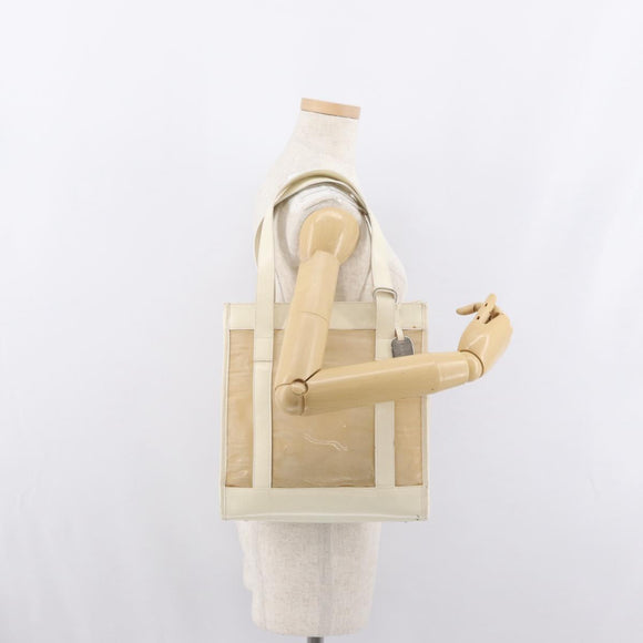 GUCCI Mesh Tote Bag Leather White Silver 002 1705 0405 Auth 170513