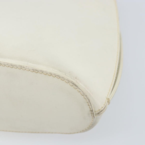 GUCCI Hand Bag Leather White Silver Auth 170514
