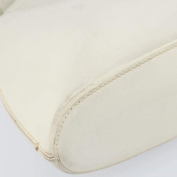 GUCCI Hand Bag Leather White Silver Auth 170514