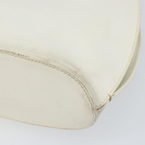 GUCCI Hand Bag Leather White Silver Auth 170514