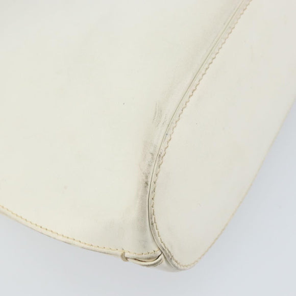 GUCCI Hand Bag Leather White Silver Auth 170514