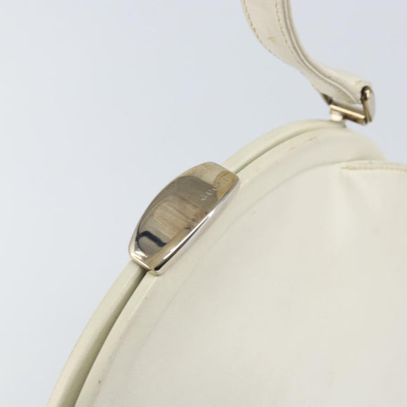 GUCCI Hand Bag Leather White Silver Auth 170514