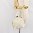 GUCCI Hand Bag Leather White Silver Auth 170514-21