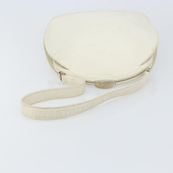 GUCCI Hand Bag Leather White Silver Auth 170514