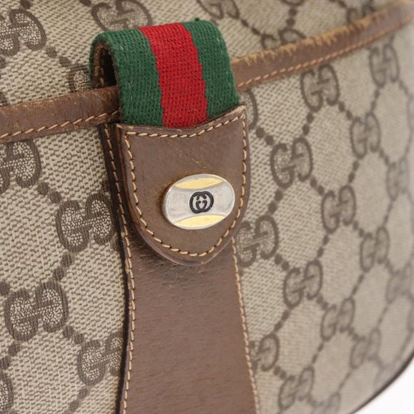 GUCCI GG Supreme Web Sherry Line Bag PVC Beige Gold 89 02 032 Auth 170516