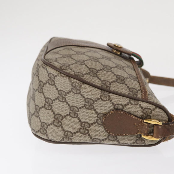 GUCCI GG Supreme Web Sherry Line Bag PVC Beige Gold 89 02 032 Auth 170516