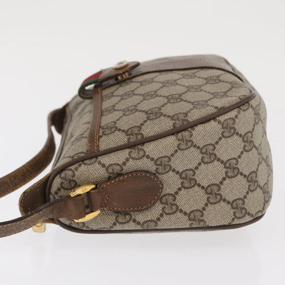 GUCCI GG Supreme Web Sherry Line Bag PVC Beige Gold 89 02 032 Auth 170516