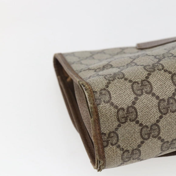GUCCI GG Supreme Web Sherry Line Clutch Bag PVC Beige Gold 89 01 030 Auth 170517