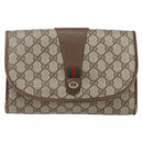 GUCCI GG Supreme Web Sherry Line Clutch Bag PVC Beige Gold 89 01 030 Auth 170517-13