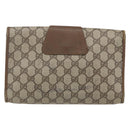 GUCCI GG Supreme Web Sherry Line Clutch Bag PVC Beige Gold 89 01 030 Auth 170517-2