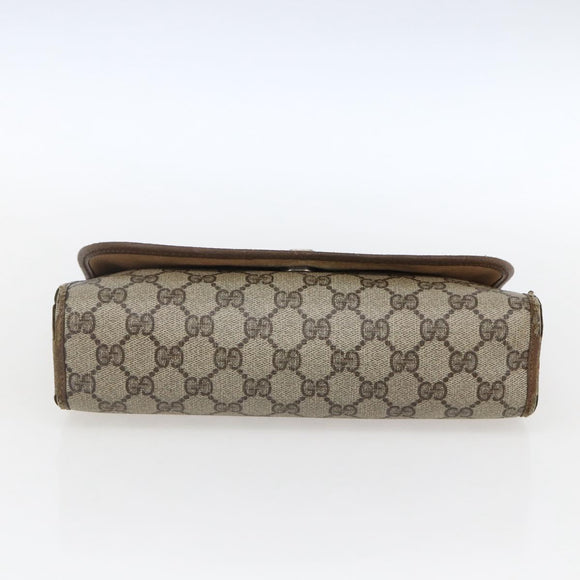 GUCCI GG Supreme Web Sherry Line Clutch Bag PVC Beige Gold 89 01 030 Auth 170517