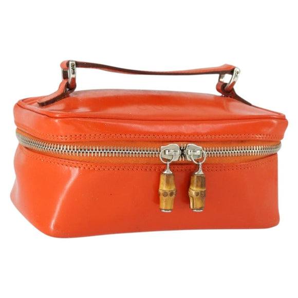 GUCCI Bamboe Vanity Handtas Lak Oranje Zilver 032 1956 0151 Geauth. 170518