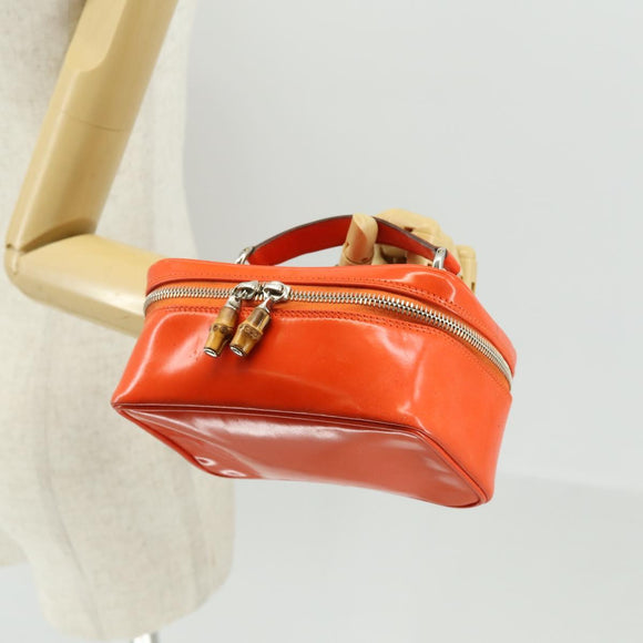GUCCI Bamboe Vanity Handtas Lak Oranje Zilver 032 1956 0151 Geauth. 170518