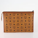MCM Vicetos Logogram Clutch Bag PVC Leather 2 Set Brown Auth 170519-3