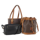 GUCCI Celine Macadam Canvas Bag PVC Leather 3 Set Black Brown Auth 170520-1