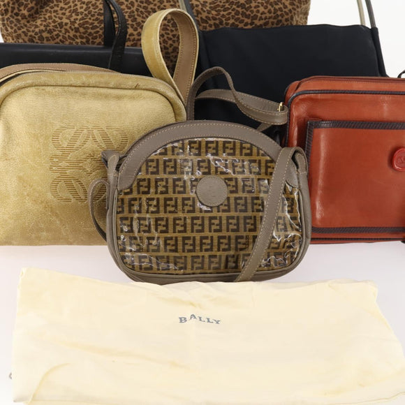 BALLY Fendi Loewe Givenchy Bottega Valentino Bag Leather 6 Set Beige Auth 170522