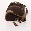 GUCCI GG Supreme Web Sherry Line Hand Bag Suede 4 Set Black Beige Auth 170524-10