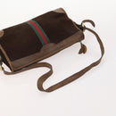 GUCCI GG Supreme Web Sherry Line Hand Bag Suede 4 Set Black Beige Auth 170524-11