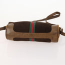 GUCCI GG Supreme Web Sherry Line Hand Bag Suede 4 Set Black Beige Auth 170524-12