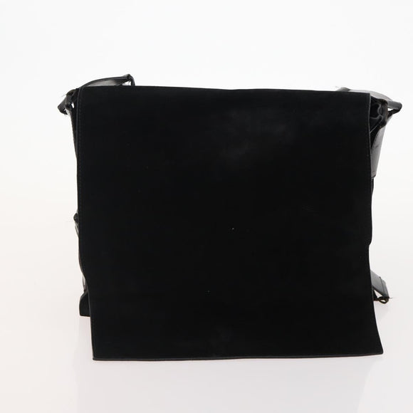 GUCCI GG Supreme Web Sherry Line Hand Bag Suede 4 Set Black Beige Auth 170524