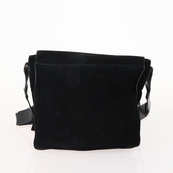 GUCCI GG Supreme Web Sherry Line Hand Bag Suede 4 Set Black Beige Auth 170524