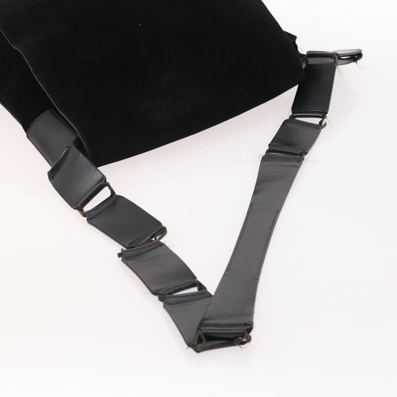 GUCCI GG Supreme Web Sherry Line Hand Bag Suede 4 Set Black Beige Auth 170524