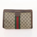 GUCCI GG Supreme Web Sherry Line Hand Bag Suede 4 Set Black Beige Auth 170524-21