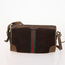 GUCCI GG Supreme Web Sherry Line Hand Bag Suede 4 Set Black Beige Auth 170524-8