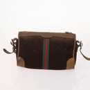 GUCCI GG Supreme Web Sherry Line Hand Bag Suede 4 Set Black Beige Auth 170524-9