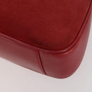 GUCCI Bamboo Hand Bag Leather Suede 2 Set Black Red Auth 170525-16