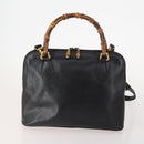 GUCCI Bamboo Hand Bag Leather Suede 2 Set Black Red Auth 170525-2