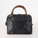 GUCCI Bamboo Hand Bag Leather Suede 2 Set Black Red Auth 170525-3